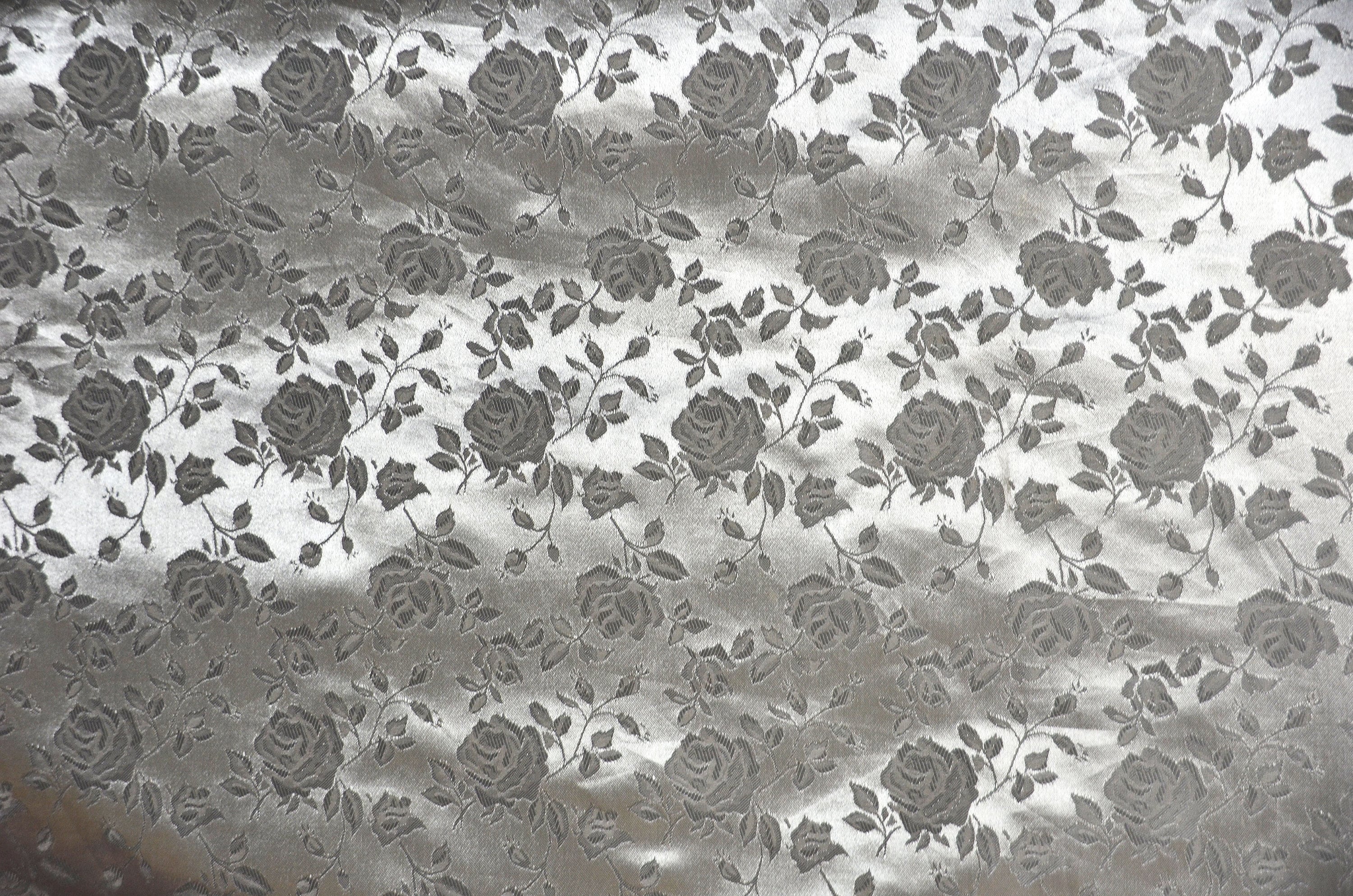 Platinum Silver Silk Hammered Satin Jacquard Fabric main image 1