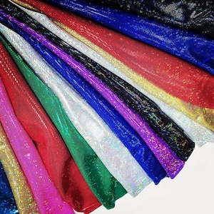 4 Way Stretch Dancewear Fabric | Shattered Hologram Spandex | 58/60" Wide | Multiple Colors |