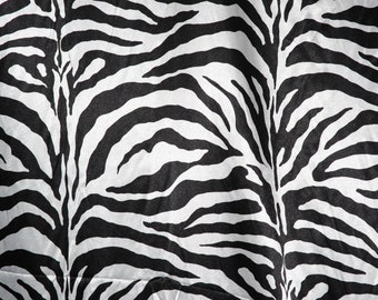 Zebra Satin Print Fabric | Charmeuse Satin Zebra by the Yard | Satin Animal Print | 60&quot; Wide | Soft Flowy Satin Print on Sale |