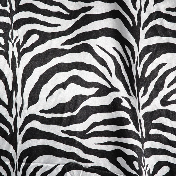 Zebra Satin Print Fabric | Charmeuse Satin Zebra by the Yard | Satin Animal Print | 60" Wide | Soft Flowy Satin Print on Sale |