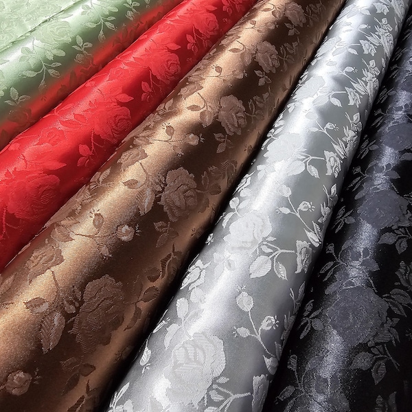 Floral Jacquard Satin Fabric | Isabella Floral Jacquard | Sold by the Yard x 60" Wide | Floral Brocade | Cosplay, Costumes, Skirts, Linens |