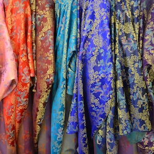 Chinese Oriental Dragon Brocade Fabric | 9.99 Full Yard Price | 45&quot; Wide | Gold, Pink, Red, Burgundy, Turquoise Blue Black Chinese Brocade |