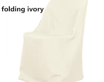 Ivory Polyester Folding Chair Cover | Wholesale Box of 50 for 129.99 | Chair Cover for Wedding, Event, Ballroom |Non Stretch Solid Polyester