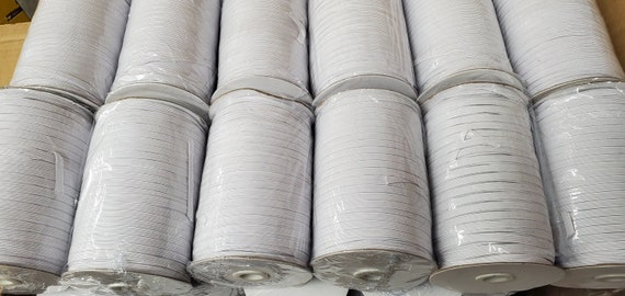 220 Yards White Braided Elastic 1/4" for 14.99 |  Full Roll of Quarter Inch White Elastic for 14.99 | Ships Same Day | True White |