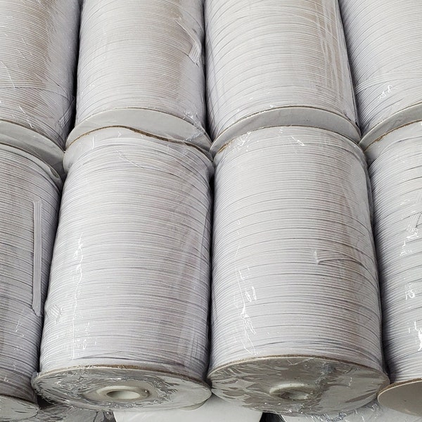 220 Yards White Braided Elastic 1/4" for 14.99 |  Full Roll of Quarter Inch White Elastic for 14.99 | Ships Same Day | True White |