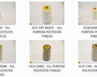 Spool of Thread | 100% Spun Polyester | 6000 yards |  58 Colors of Thread | Cone for Industrial Machines Juki, Singer, Pegasus  White Thread