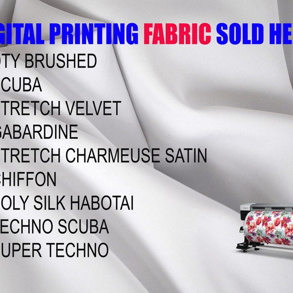 Fabric for Digital Printing and Sublimation | White Fabric for Printing |  | DTY Brushed, Scuba, Stretch Charmeuse, Super Techno, Gabardine