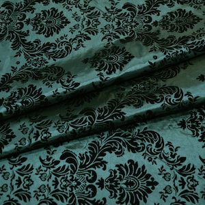 Damask Flocking Taffeta Flocking Velvet Damask on Taffeta Fabric by the Yard X 58 Wide Curtains ...