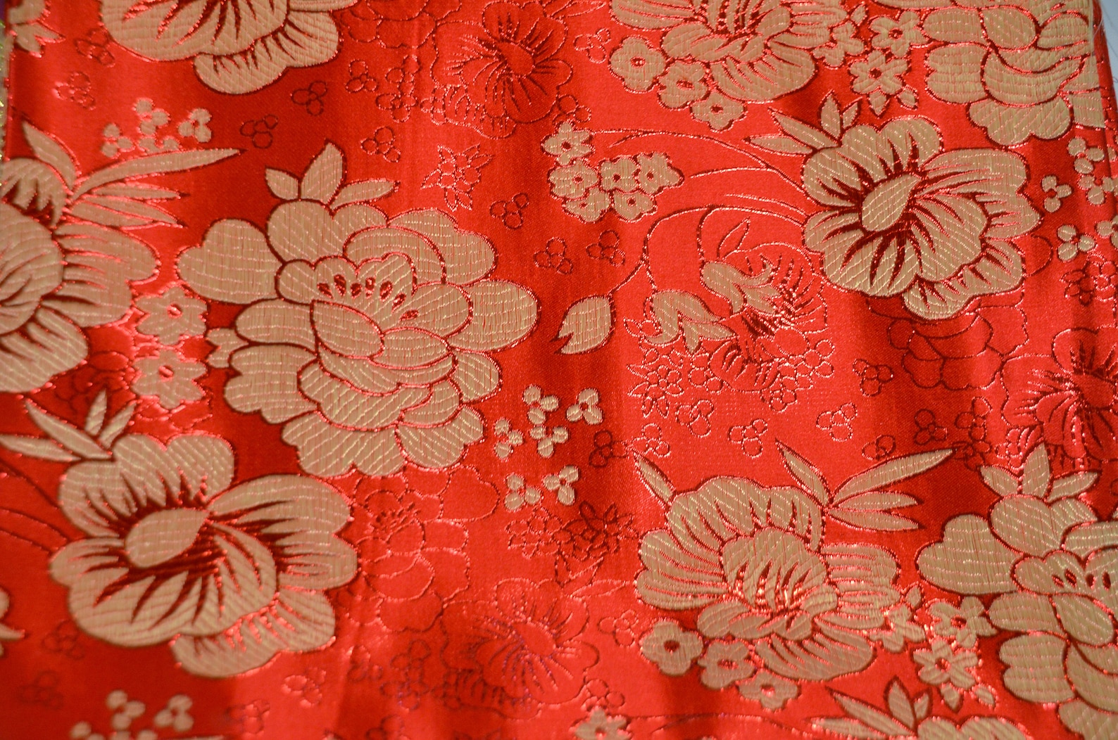 Chinese Flower Brocade Fabric 9 99 Full Yard Price Etsy