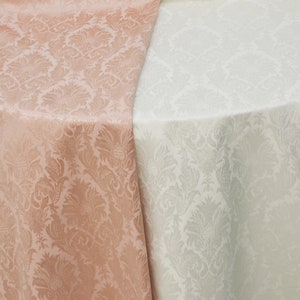 Vintage Damask Fabric | Damask Brocade Fabric | 58&quot; Wide | Drapery, Curtains, Tablecloth, Costume | White Damask - Ivory Damask - Blush |