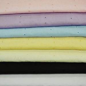60&quot; All Over Cotton Eyelet Embroidery | Quilt Fabric | White, Ivory, Yellow, Pink, Baby Blue, Lavender, Black | Apparel, Blouses, Dresses |