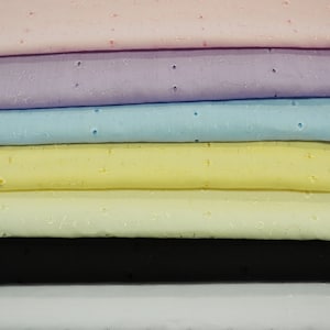 60" All Over Cotton Eyelet Embroidery | 6.99 a Yard | White, Ivory, Yellow, Pink, Baby Blue, Lavender, Black | Apparel, Blouses, Dresses |