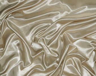 Champagne Charmeuse Satin Fabric by the Yard and Wholesale Bolt | 60&quot; Wide | Charmeuse Fabrics Charmeuse Satin | Bridal Wedding Satin Fabric