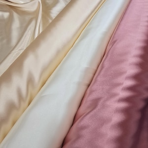 Stretch Satin Charmeuse Fabric by the Yard | 60&quot; Wide | Lightweight Imitation Stretch Silk Satin for Dresses, Gowns, Prom Dress, & Blouses |