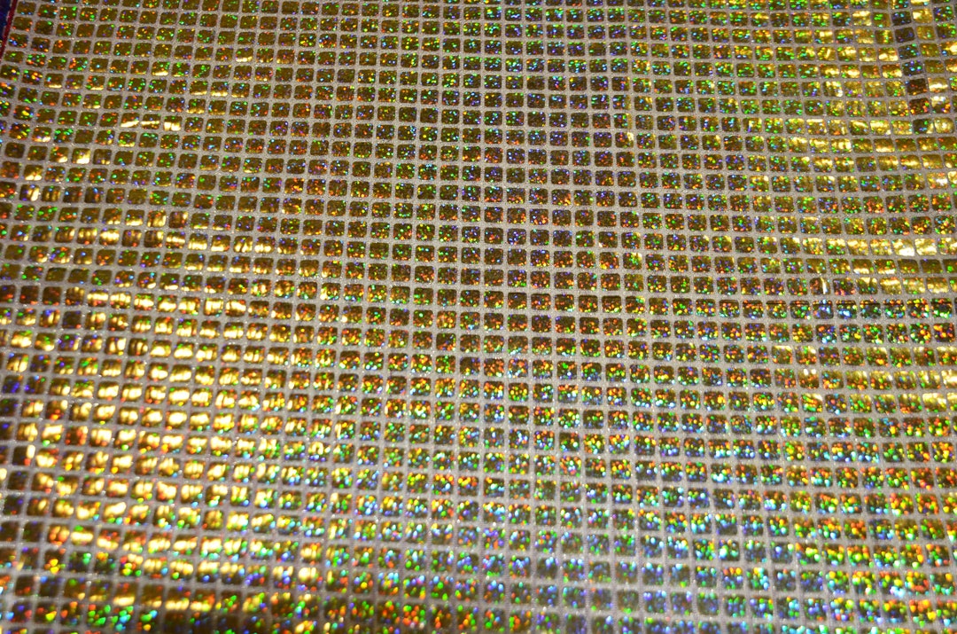 Gold Hologram Square Sequins Fabric Holographic Quad Sequins Etsy