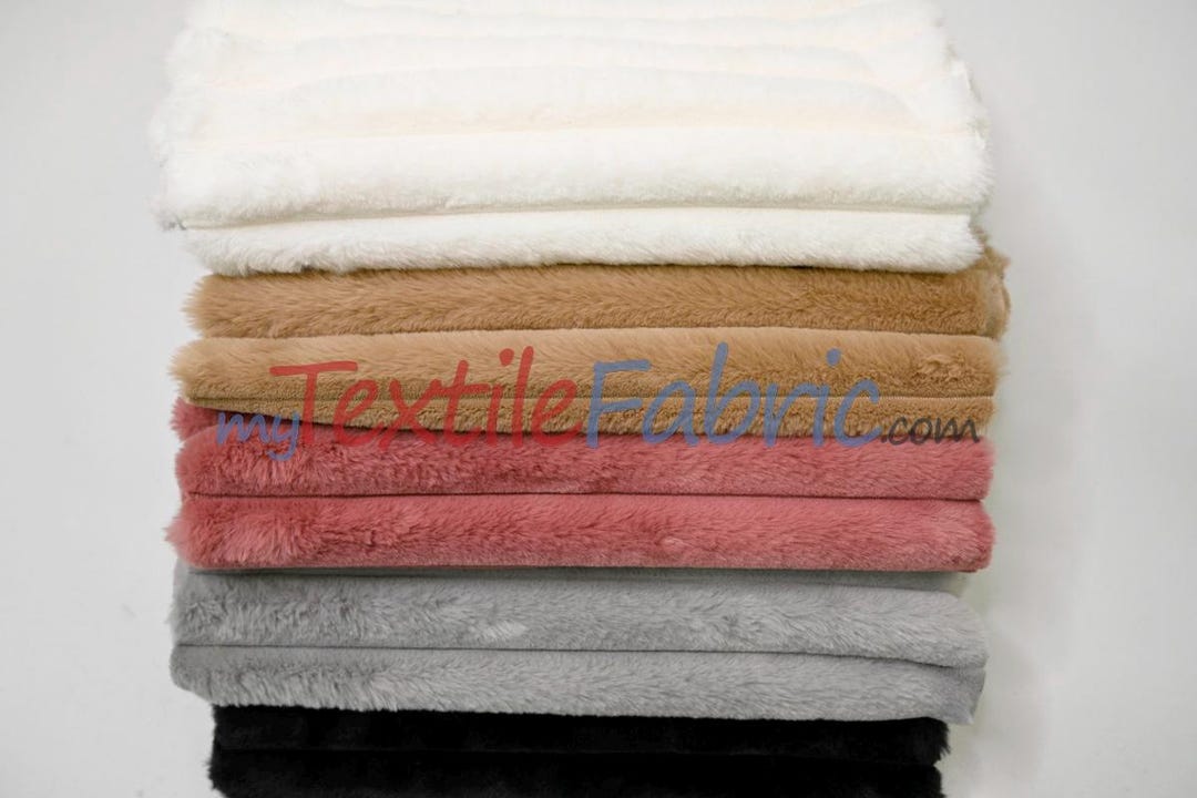 Striped Rabbit Fur Fabric | Ultra Soft Faux Fur | Plush Polyester | 64 ...