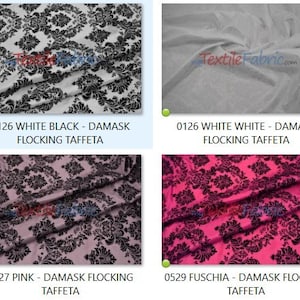 Damask Flocking Taffeta Flocking Velvet Damask on Taffeta Fabric by the Yard X 58 Wide Curtains ...
