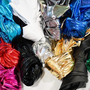 Metallic Foil Spandex Lame | Stretch Metallic Lame | Spandex Lame Fabric | All Over Foil on Stretch Knit | 60" Wide | Decor Apparel Costume|