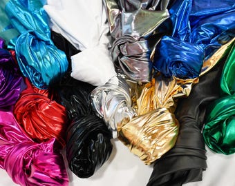 Metallic Foil Spandex Lame | Stretch Metallic Lame | Spandex Lame Fabric | All Over Foil on Stretch Knit | 60" Wide | Decor Apparel Costume|