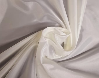 Ivory Polyester Lining Fabric by the Yard | 60" Wide | Dress Lining, Quilt Lining, Taffeta Lining Suit Lining, Apparel | White Lining Fabric