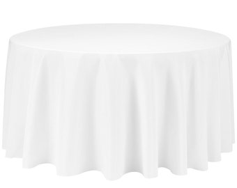 Mantel redondo de poliéster Visa de 132" antiarrugas, 100 % lavable, sin costuras, antiarrugas, para bodas, picnics, exteriores y eventos de cumpleaños