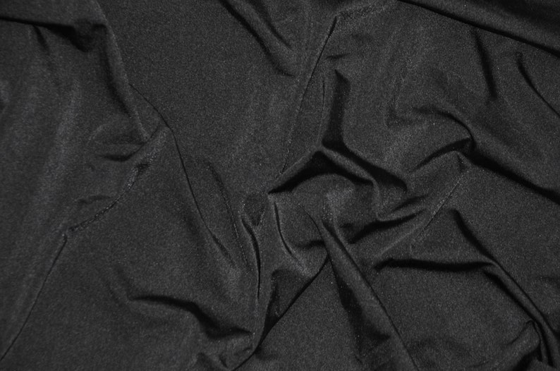 Black Nylon Spandex 4 Way Stretch Fabric by the Yard or Bolt Width is 58 Great for Swimwear, outfits, and any active wear image 1