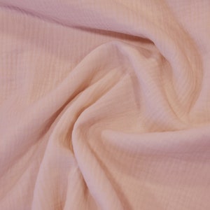 Blush Pink 100% Cotton Double Layer Cotton Gauze Muslin | Sold by the Yard x 48&quot; | Soft Crinkle Texture Cotton Gauze |