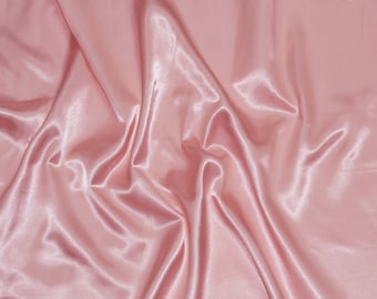 Blush Pink Stretch Satin Charmeuse Fabric by the Yard | 60" Wide | Lightweight Imitation Stretch Silk Satin for Dresses, Gowns, Prom Dress |