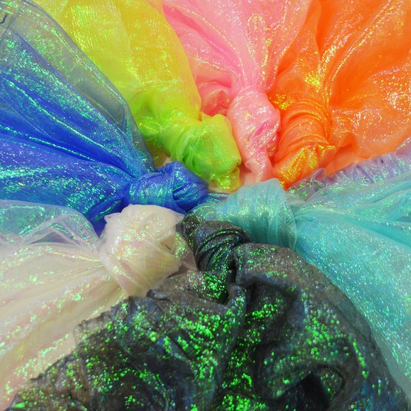 Crush Iridescent Organza Fabric | Crush Pearl Organza | Crush Holographic Organza Fabric | Costume, Decoration, Apparel, Cosplay, Dance Wear