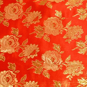 Chinese Flower Brocade Fabric | 9.99 Full Yard Price | 58" Wide | Chinese Fabric in 5 Colors Red, Green, Royal, Turquoise Purple Brocade |