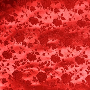 Red Floral Jacquard Satin Fabric | Isabella Floral Jacquard | Yard x 60" Wide | Floral Brocade | Cosplay, Costumes, Skirts, Table Linens