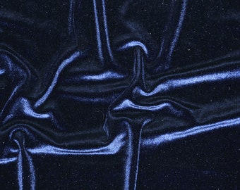 Navy Blue Stretch Velvet Fabric by the Yard |  58" Wide | Spandex Velour for Apparel, Costume Cosplay, Event Drapes | Wholesale Bolt |