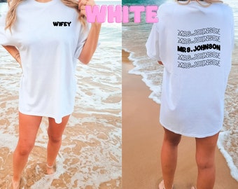 Personalized, Bride Gift, Custom Comfort Colors Tee, Bachelorette Party Gift, Trendy, Wifey Shirt, Wifey Customized, Custom Bride Shirt
