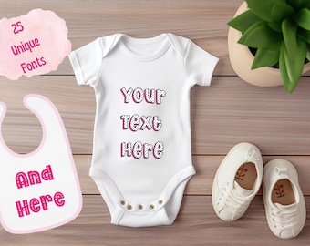Personalized Retro Baby Onesie, Custom Natural Color Baby Bib and Onesie, Baby Shower Gift.