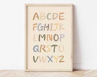 Neutral Alphabet Print: Minimalist Kids Room Decor (Digital Download)