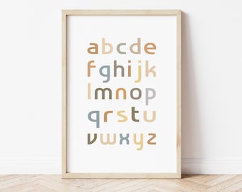 Neutral Alphabet Poster: Boho Kids Room Wall Art (Digital Download)
