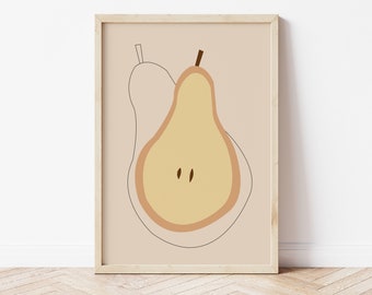Minimalist Pear Art Print: Vintage Botanical Poster (Digital Download)
