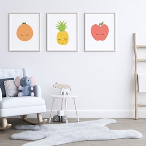 Cute Fruit Printable, Set of 6 Fruit Prints, Fruit Nursery Printable,Kids Room Decor,Fruit Nursery Poster,Fruit Wall Art,Kids Room Wall Art image 6