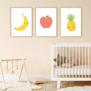 Cute Fruit Printable, Set of 6 Fruit Prints, Fruit Nursery Printable,Kids Room Decor,Fruit Nursery Poster,Fruit Wall Art,Kids Room Wall Art image 8