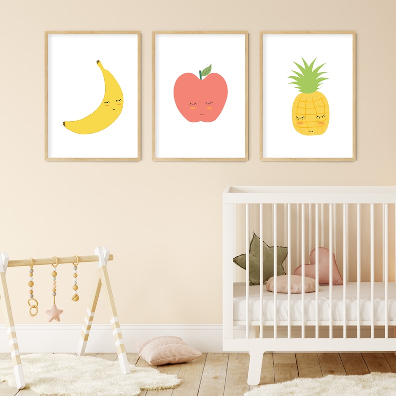 Cute Fruit Printable, Set of 6 Fruit Prints, Fruit Nursery Printable,Kids Room Decor,Fruit Nursery Poster,Fruit Wall Art,Kids Room Wall Art image 8