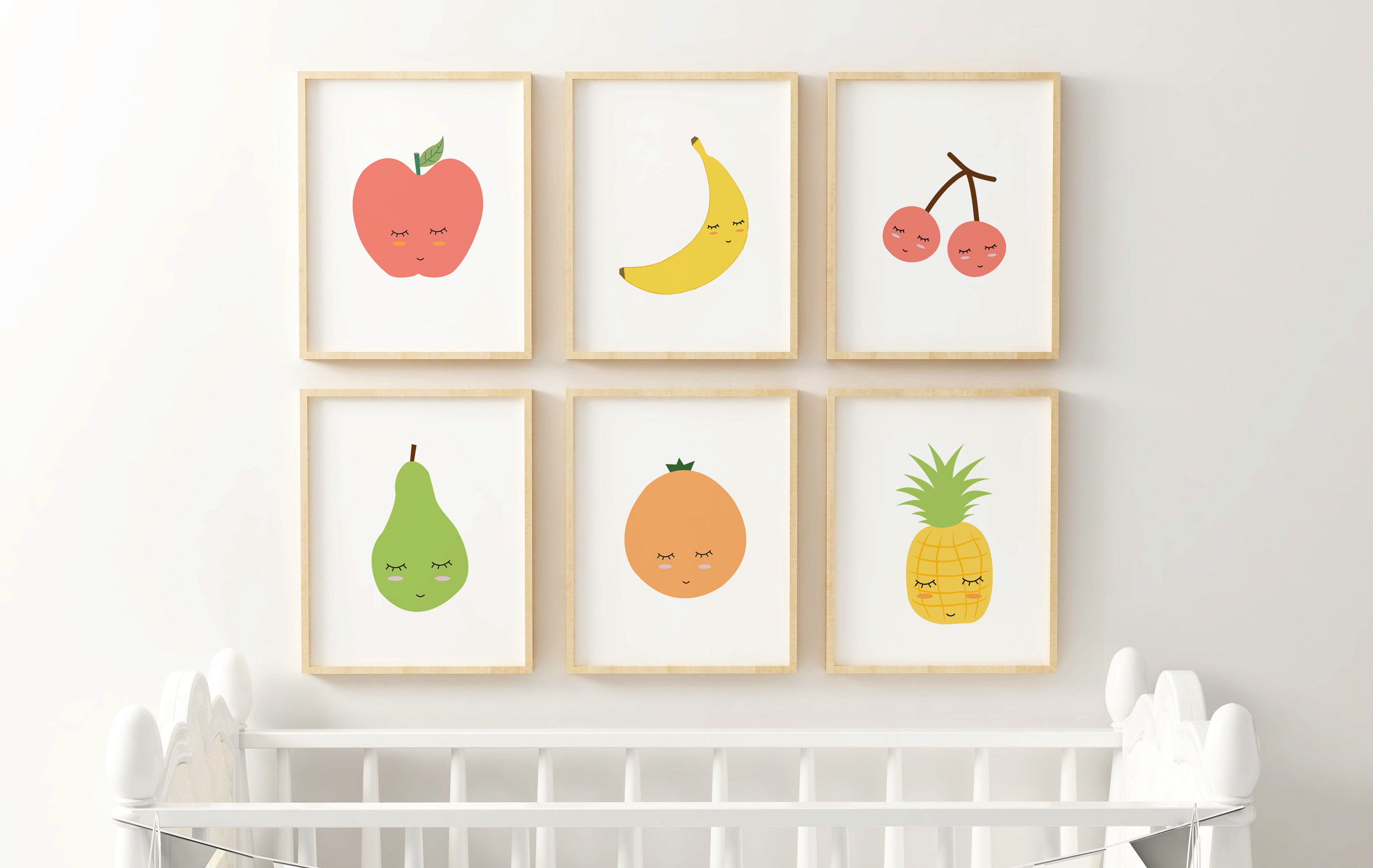 Cute Fruit Printable, Set of 6 Fruit Prints, Fruit Nursery Printable,Kids Room Decor,Fruit Nursery Poster,Fruit Wall Art,Kids Room Wall Art