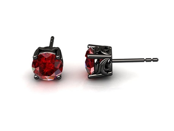Black ruby earrings deals
