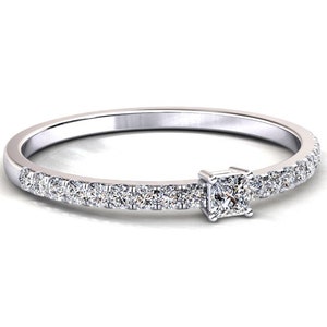 Diamond Band / Natural Diamond Ring / Stacking Band / SOLID White Gold Ring / Diamond Jewelry / Anniversary Jewelry