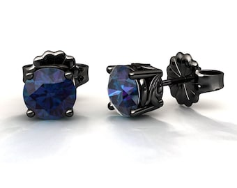 Alexandrite Earrings / Stud Earrings / Black Gold Earrings / Earrings / June Birthstone  / Black Gold Jewelry / Alexandrite Jewelry