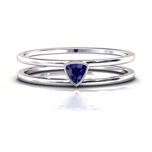 Natural Sapphire Stackable Ring / Petite Stacking Band / Stackable Ring / 14k Solid Gold Ring / September Birthstone / Sapphire Jewelry