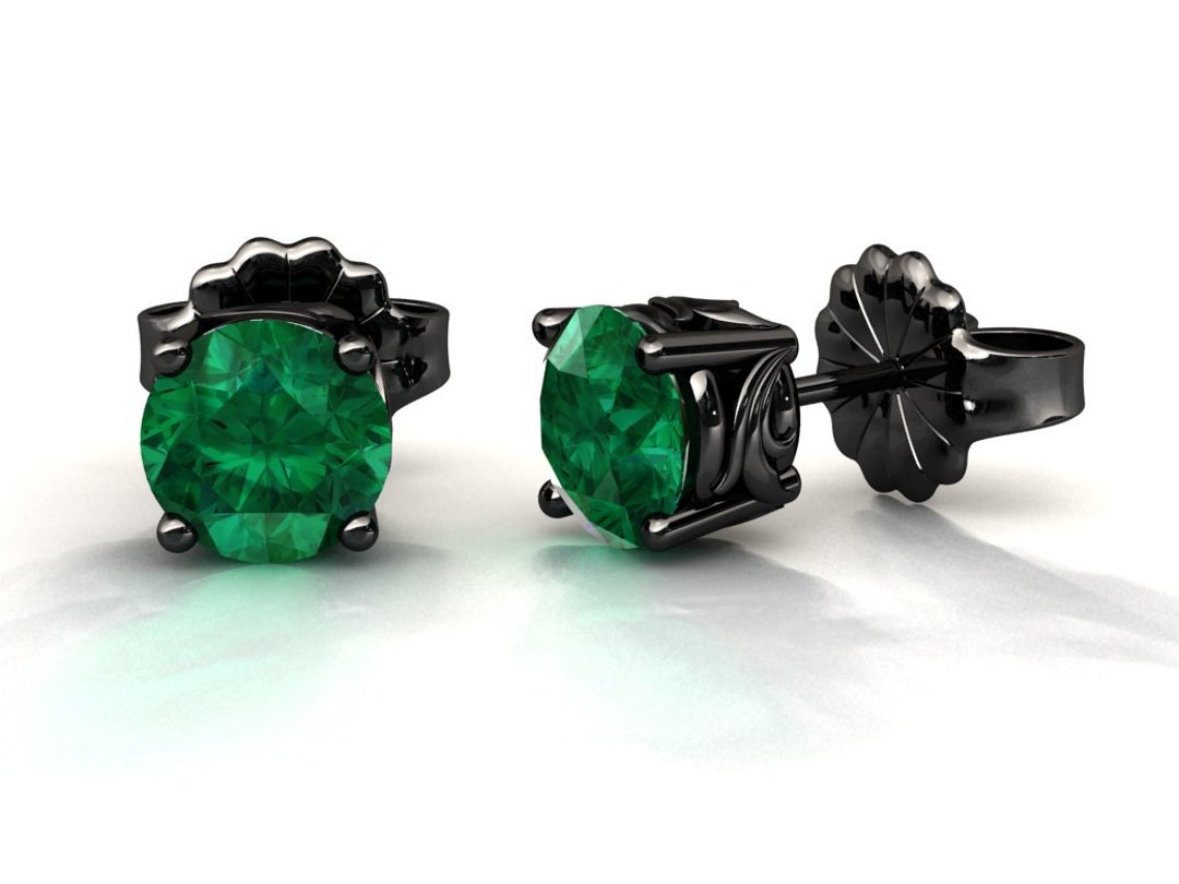 Black emerald earrings deals