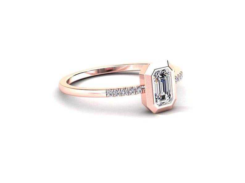 Moissanite Promise Ring / Emerald Cut Moissanite Ring / Etsy
