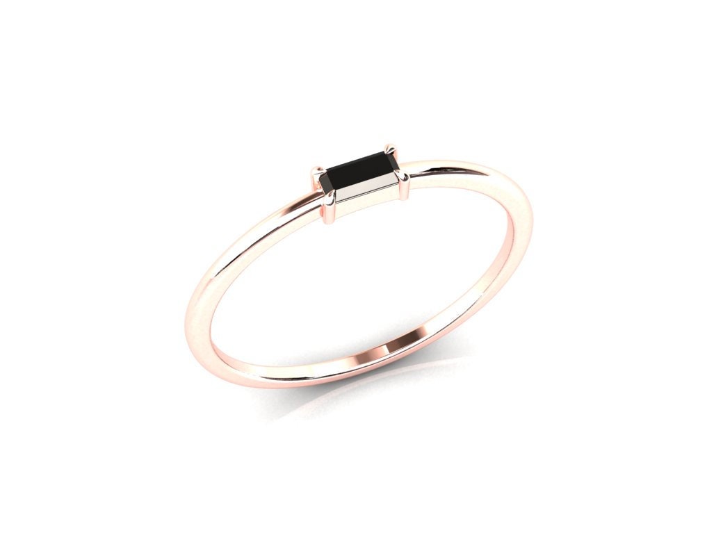 Black Diamond Stackable Ring / Minimalist Ring / Stacking Ring | Etsy