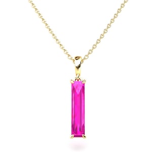 Pink Sapphire Necklace / Sapphire Necklace / Yellow Gold Necklace / Unique Pink Sapphire Jewelry / Pink Sapphire Pendant