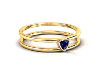 Natural Sapphire Stackable Ring / Petite Stacking Band / Stackable Ring / 14k Solid Gold Ring / September Birthstone / Sapphire Jewelry